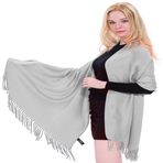 CJ Apparel Tek renkli tasarım, Nepal şal, Stola, örtü, yüz örtüsü, pashmina, Açık gri, Ölçü Birimi