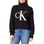 CK JEANS Bayan Blown Up Ck Loose Sweater Contra Lv047d349g Kazak (1'li Paket), siyah (Black), S