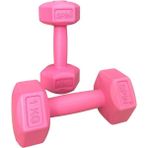 CK Spor Ckspor 2'li Dambıl Seti 1 kg x 2 Adet Plastik Dambıl Ağırlık Seti Köşeli - 2 x 1 kg - Pembe