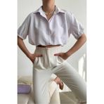 Ckm Moda Edna Yüksek Kalite Kadın Lila Beli Kolucu Lastikli Gömlek Lila