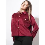 Ckm Moda Trey Altın Düğmeli Kadife Gömlek Bordo