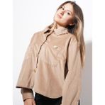 Ckm Moda Trey Altın Düğmeli Kadife Gömlek Taba