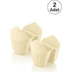 CKM Silikon 2 Adet Fırın Eldiveni Isı Yalıtımlı Mikrodalga, Fırın, Tencere, Tepsi Tutmaç - Krem