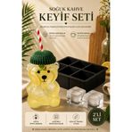 CKM silikon Ayıcık Bardak & Büyük Buz Kalıbı Seti (buzluk,kapaklı pipetli bardak)