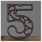 CKSEKD 0-9 American Industrial Style Wrought Iron Hollow Digital Wall Decoration, Cafe/Bar/Restaurant DIY House Number Table Phone Number Plate, 1pcs (Color : 5)