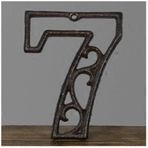 CKSEKD 0-9 American Industrial Style Wrought Iron Hollow Digital Wall Decoration, Cafe/Bar/Restaurant DIY House Number Table Phone Number Plate, 1pcs (Color : 7)