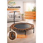 CKSpor Katlanabilir Sekizgen Step Trambolin Tutunmalı Trambolin Ev Tipi Fitness Trambolin - Turuncu - 135 CM