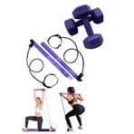 CKSpor Pilates Seti, 1x2 Siyah Plastik Dambıl + Pilates Barı, Mor