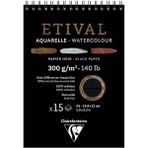 Clairefontaine Etival Cold Pressed 300GR Siyah Spiralli Sulu Boya Blok 15 Sayfa A5 (14.8X21CM) - Karışık-Çok Renkli - standart