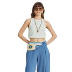 CLANDESTINO Beli Lastikli Basic Crop Bluz Bej