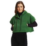 CLANDESTINO Kapüşonlu Pamuklu Crop Sweatshirt Yeşil
