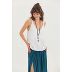 Clandestino V Yaka Minimal Askılı Bluz Beyaz