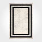 Clara Çerçeveli Krem Polyester Dikdörtgen Pamuk Makinada Yıkanabilir Kaymaz Taban Dijital Makine Baskı Salon Halı-I-Cr-Printed Carpet-2610PC-100x200