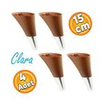 Clara Mobilya Kanepe Sehpa Tv Unitesi Baza Koltuk Ayagi Kahverengi Ceviz Krom Renk 15 Cm (4 Adet)