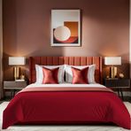 Claret Red Ranforce Single XXL yorgan kılıfı (155 x 220 cm) |%100 pamuk, 145 iplik sayısı, düğme kapatma | 30°C'de makinede yıkanabilir, yumuşak ve dayanıklı