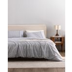 Clarice King Size %100 Pamuk Madame Coco Crep Baskılı Nevresim Takımı - Mavi/Gri