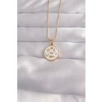Clariss 316L Çelik Gold Renk Beyaz Mineli Karışık Figürlü Tarot Kolye