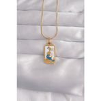 Clariss 316L Çelik Gold Renk Beyaz Mineli Kız Figür Tarot Kolye