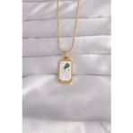 Clariss 316L Çelik Gold Renk Beyaz Mineli Tarot Kolye