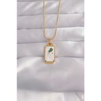 Clariss 316L Çelik Gold Renk Beyaz Mineli Tarot Kolye
