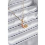 Clariss 316L Çelik Gold Renk Hilal Kedi Model Zirkon Taşlı Detay Kadın Kolye