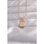 Clariss 316L Çelik Gold Renk Karışık Mineli Ay Figür Tarot Kolye