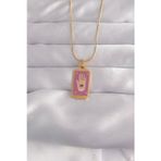 Clariss 316L Çelik Gold Renk Mor Mineli El Figür Tarot Kolye