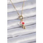 Clariss 316L Çelik Gold Renk Renkli Kalp Figür Charm Model Kadın Kolye