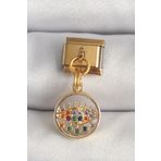 Clariss 316L Çelik Gold Renk Sallantı Renkli Zirkon Taşlı Göz Model Nomination Charm