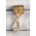 Clariss 316L Çelik Gold Renk Sallantı Zirkon Taşlı Damla Model Nomination Charm