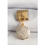 Clariss 316L Çelik Gold Renk Sallantı Zirkon Taşlı Yonca Model Nomination Charm