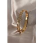 Clariss 316L Çelik Gold Renk Sarmal Kelebek Model Zirkon Taşlı Kadın Kelepçe