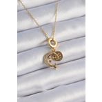 Clariss 316L Çelik Gold Renk Zirkon Taşlı Ay Yıldız Model Charm Model Kadın Kolye