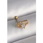 Clariss 316L Çelik Gold Renk Zirkon Taşlı Toplu İğne Tragus Piercing