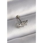 Clariss 316L Çelik Gümüş Renk Dal Model Zirkon Taş Detaylı Tragus Piercing