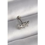 Clariss 316L Çelik Gümüş Renk Dal Model Zirkon Taş Detaylı Tragus Piercing