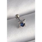 Clariss 316L Çelik Gümüş Renk Mavi Zirkon Taşlı Tragus Piercing