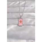 Clariss 316L Çelik Gümüş Renk Pembe Mineli Güneş Model Tarot Kolye