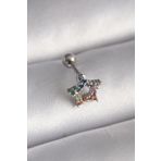 Clariss 316L Çelik Gümüş Renk Renkli Zirkon Taşlı Yıldız Model Tragus Piercing