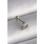 Clariss 316L Çelik Gümüş Renk Üçgen Zirkon Taşlı Tragus Piercing