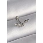 Clariss 316L Çelik Gümüş Renk Zirkon Taş Detay Kanat Model Tragus Piercing