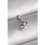 Clariss 316L Çelik Gümüş Renk Zirkon Taşlı Çiçek Model Tragus Piercing