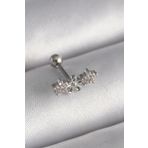 Clariss 316L Çelik Gümüş Renk Zirkon Taşlı Çiçek Tragus Piercing