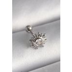 Clariss 316L Çelik Gümüş Renk Zirkon Taşlı Güneş Tragus Piercing