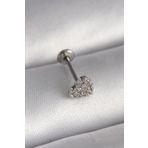 Clariss 316L Çelik Gümüş Renk Zirkon Taşlı Kalp Model Tragus Piercing