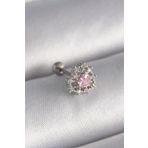 Clariss 316L Çelik Gümüş Renk Zirkon Taşlı Kalp Tragus Piercing