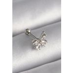 Clariss 316L Çelik Gümüş Renk Zirkon Taşlı Kelebek Tragus Piercing
