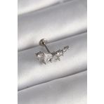 Clariss 316L Çelik Gümüş Renk Zirkon Taşlı Tragus Piercing