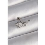 Clariss 316L Çelik Gümüş Renk Zirkon Taşlı Tragus Piercing