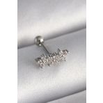 Clariss 316L Çelik Gümüş Renk Zirkon Taşlı Yonca Tragus Piercing